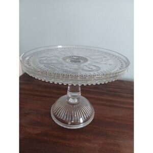Antique Late 1880's Glass Cake Stand Adams & Co Horseshoe Anchor Prayer Rug